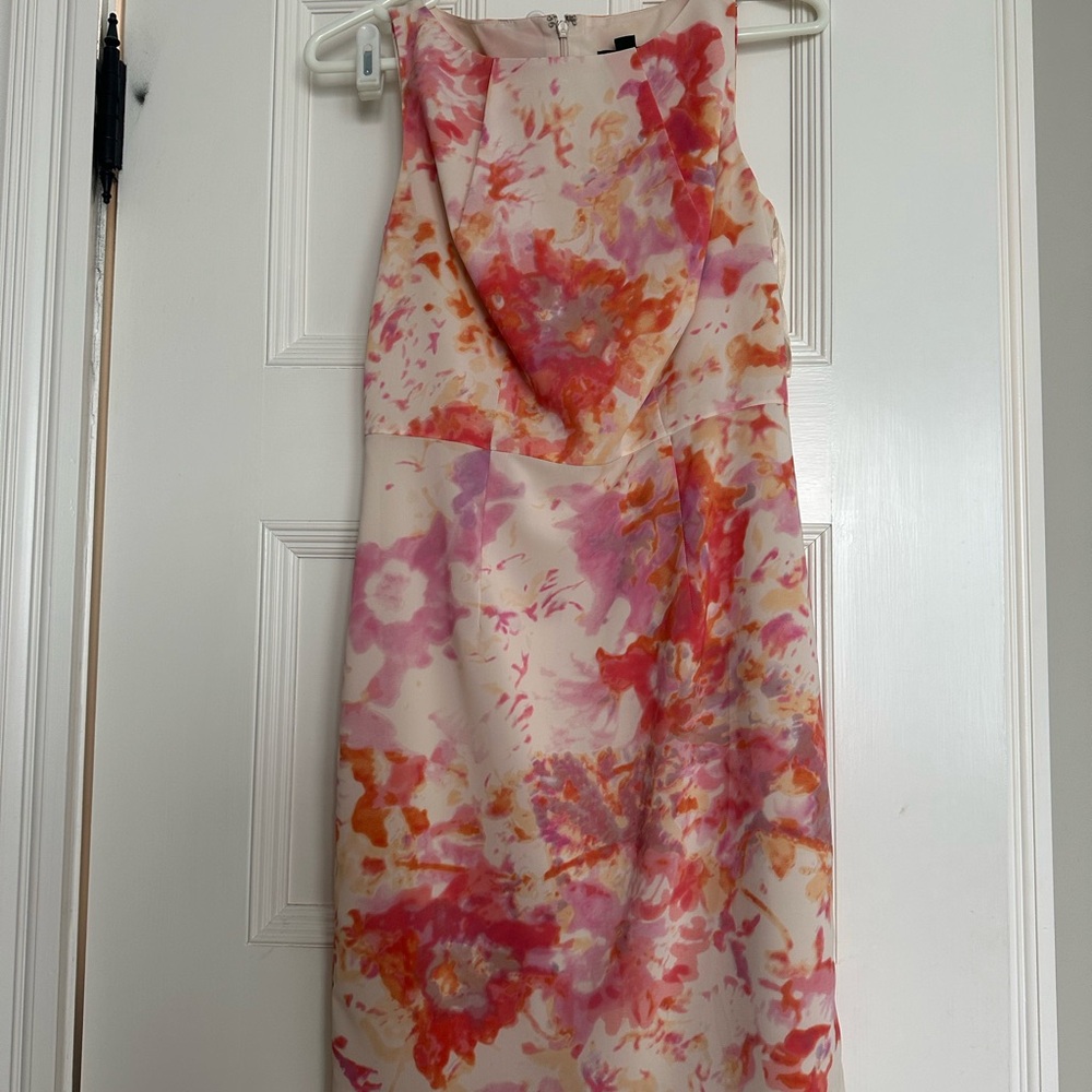 Ann Taylor Pink and Red Halter Sheath Dress